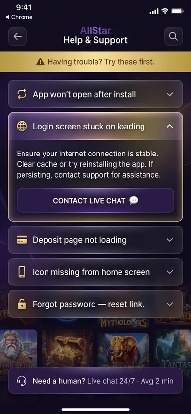 AllStar app — common issues & fixes – AllStar